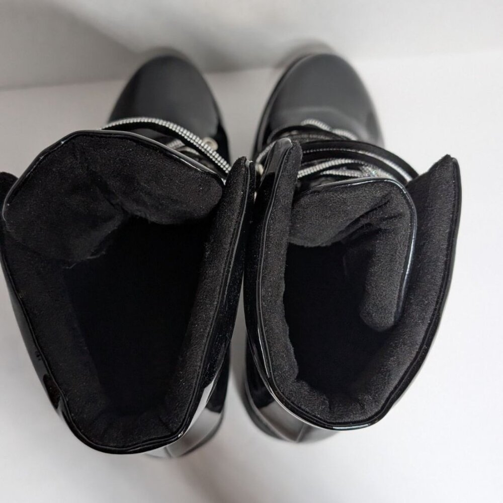 Azalea Wang Y2K Platform Boots Patent Leather Combat Sparkle Womens Size 10 - Picture 7 of 9